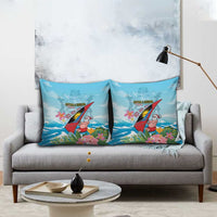 Personalized Antigua and Barbuda Christmas Pillow Cover Windsurfing Santa Caribbean Tropical Style - Wonder Print Shop