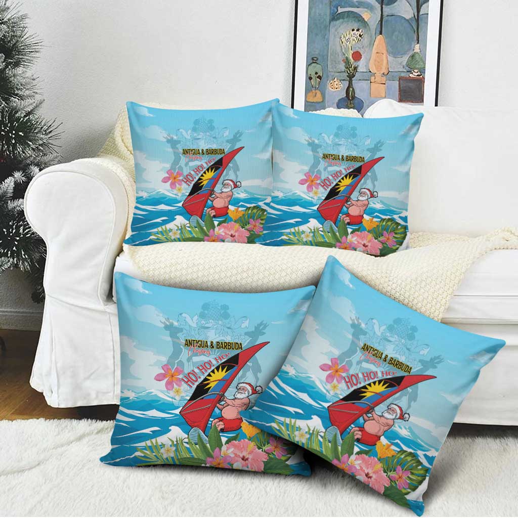 Personalized Antigua and Barbuda Christmas Pillow Cover Windsurfing Santa Caribbean Tropical Style - Wonder Print Shop