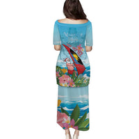 Personalized Antigua and Barbuda Christmas Puletasi Windsurfing Santa Caribbean Tropical Style - Wonder Print Shop