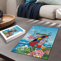 Personalized Antigua and Barbuda Christmas Puzzle Windsurfing Santa Caribbean Tropical Style - Wonder Print Shop