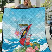 Personalized Antigua and Barbuda Christmas Quilt Windsurfing Santa Caribbean Tropical Style - Wonder Print Shop