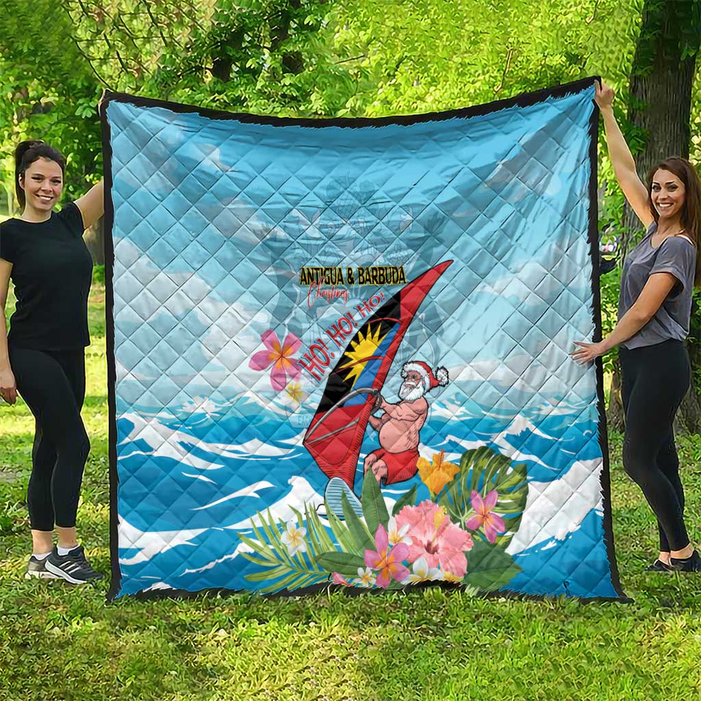 Personalized Antigua and Barbuda Christmas Quilt Windsurfing Santa Caribbean Tropical Style - Wonder Print Shop