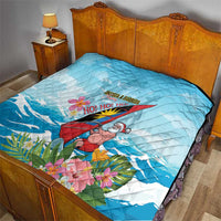 Personalized Antigua and Barbuda Christmas Quilt Windsurfing Santa Caribbean Tropical Style - Wonder Print Shop