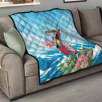 Personalized Antigua and Barbuda Christmas Quilt Windsurfing Santa Caribbean Tropical Style - Wonder Print Shop