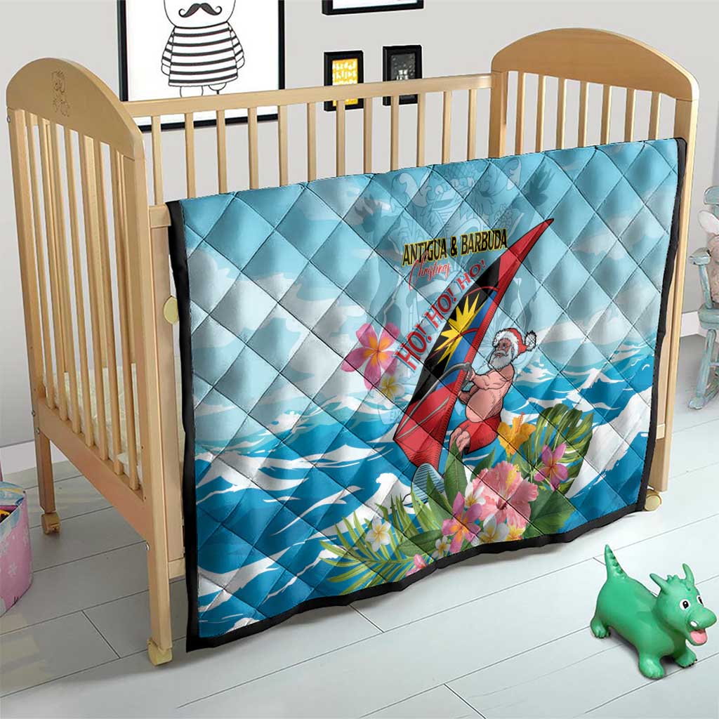 Personalized Antigua and Barbuda Christmas Quilt Windsurfing Santa Caribbean Tropical Style - Wonder Print Shop