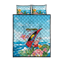 Personalized Antigua and Barbuda Christmas Quilt Bed Set Windsurfing Santa Caribbean Tropical Style - Wonder Print Shop