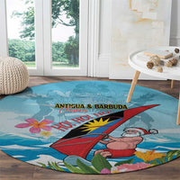 Personalized Antigua and Barbuda Christmas Round Carpet Windsurfing Santa Caribbean Tropical Style - Wonder Print Shop