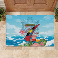 Personalized Antigua and Barbuda Christmas Rubber Doormat Windsurfing Santa Caribbean Tropical Style - Wonder Print Shop