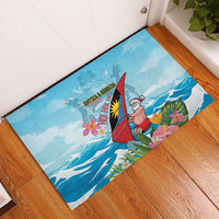 Personalized Antigua and Barbuda Christmas Rubber Doormat Windsurfing Santa Caribbean Tropical Style - Wonder Print Shop
