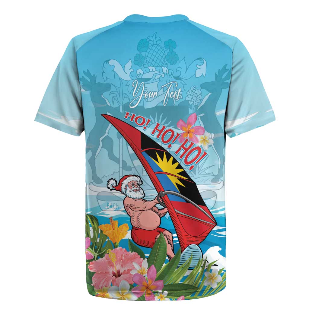 Personalized Antigua and Barbuda Christmas Rugby Jersey Windsurfing Santa Caribbean Tropical Style - Wonder Print Shop