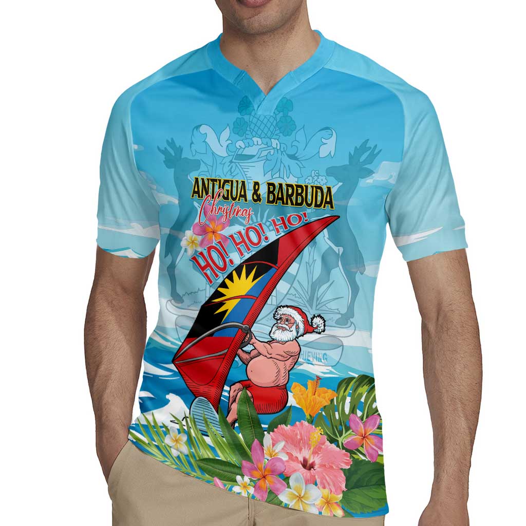 Personalized Antigua and Barbuda Christmas Rugby Jersey Windsurfing Santa Caribbean Tropical Style - Wonder Print Shop
