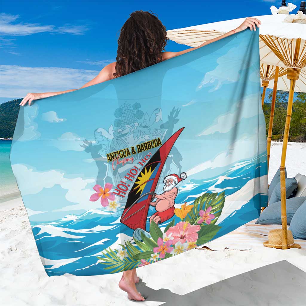 Personalized Antigua and Barbuda Christmas Sarong Windsurfing Santa Caribbean Tropical Style - Wonder Print Shop