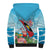 Personalized Antigua and Barbuda Christmas Sherpa Hoodie Windsurfing Santa Caribbean Tropical Style - Wonder Print Shop