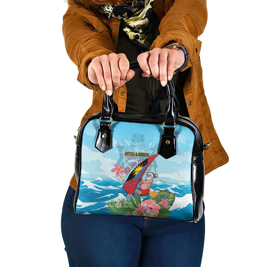 Personalized Antigua and Barbuda Christmas Shoulder Handbag Windsurfing Santa Caribbean Tropical Style - Wonder Print Shop