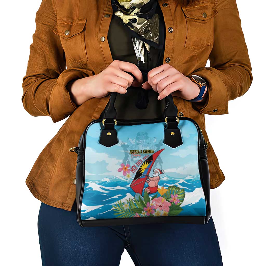 Personalized Antigua and Barbuda Christmas Shoulder Handbag Windsurfing Santa Caribbean Tropical Style - Wonder Print Shop
