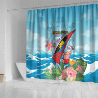 Personalized Antigua and Barbuda Christmas Shower Curtain Windsurfing Santa Caribbean Tropical Style - Wonder Print Shop