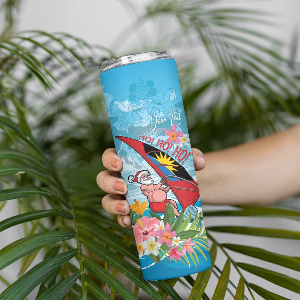 Personalized Antigua and Barbuda Christmas Skinny Tumbler Windsurfing Santa Caribbean Tropical Style - Wonder Print Shop