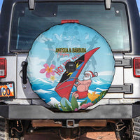 Personalized Antigua and Barbuda Christmas Spare Tire Cover Windsurfing Santa Caribbean Tropical Style - Wonder Print Shop