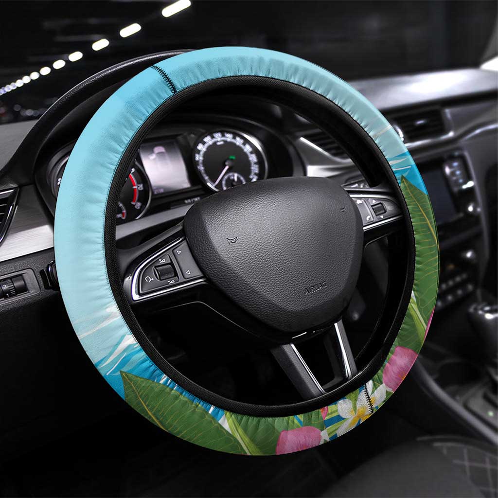 Antigua and Barbuda Christmas Steering Wheel Cover Windsurfing Santa Caribbean Tropical Style - Wonder Print Shop