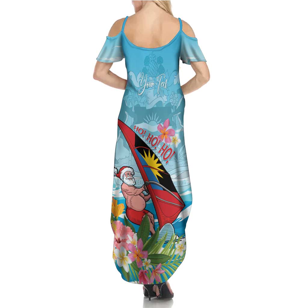 Personalized Antigua and Barbuda Christmas Summer Maxi Dress Windsurfing Santa Caribbean Tropical Style - Wonder Print Shop