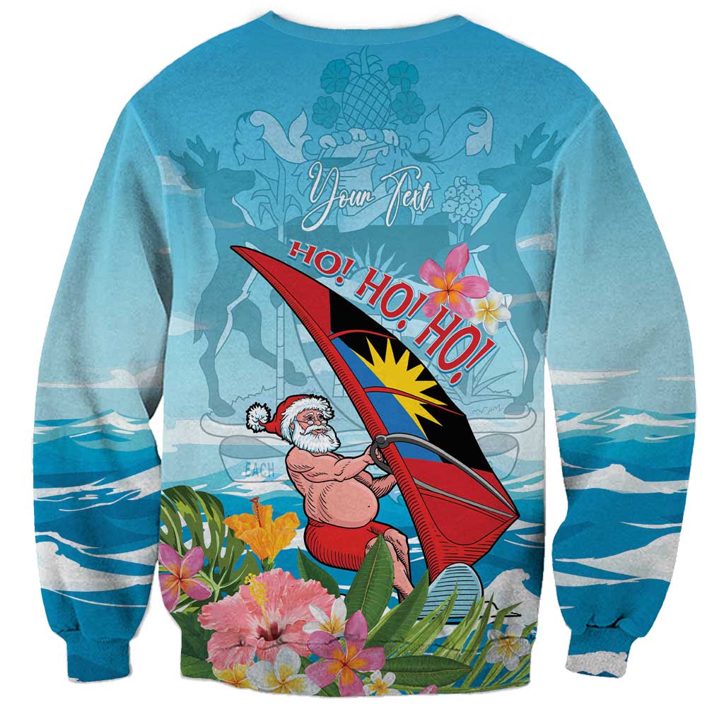 Personalized Antigua and Barbuda Christmas Sweatshirt Windsurfing Santa Caribbean Tropical Style - Wonder Print Shop