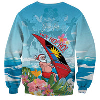 Personalized Antigua and Barbuda Christmas Sweatshirt Windsurfing Santa Caribbean Tropical Style - Wonder Print Shop