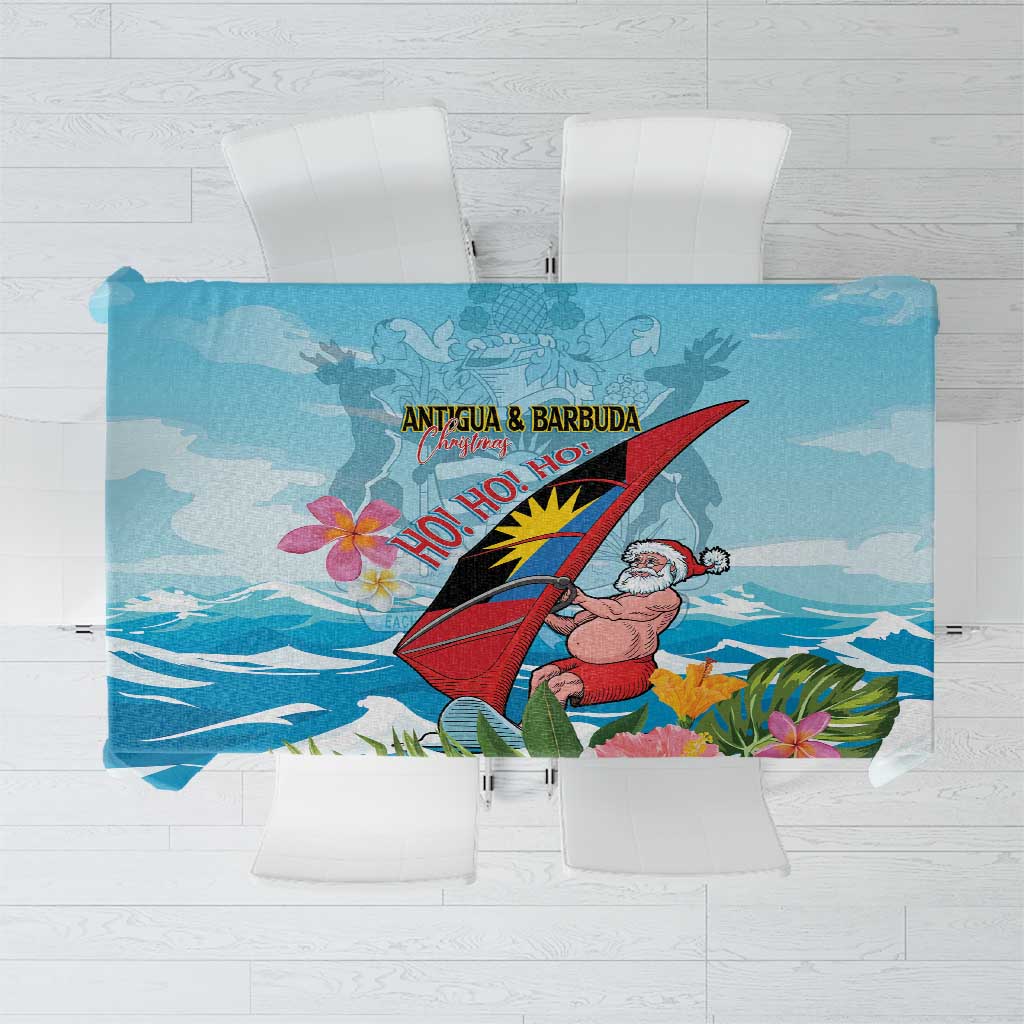 Personalized Antigua and Barbuda Christmas Tablecloth Windsurfing Santa Caribbean Tropical Style - Wonder Print Shop