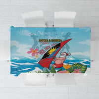 Personalized Antigua and Barbuda Christmas Tablecloth Windsurfing Santa Caribbean Tropical Style - Wonder Print Shop