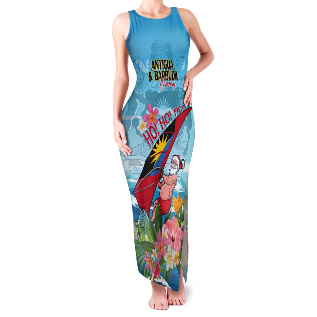 Personalized Antigua and Barbuda Christmas Tank Maxi Dress Windsurfing Santa Caribbean Tropical Style - Wonder Print Shop