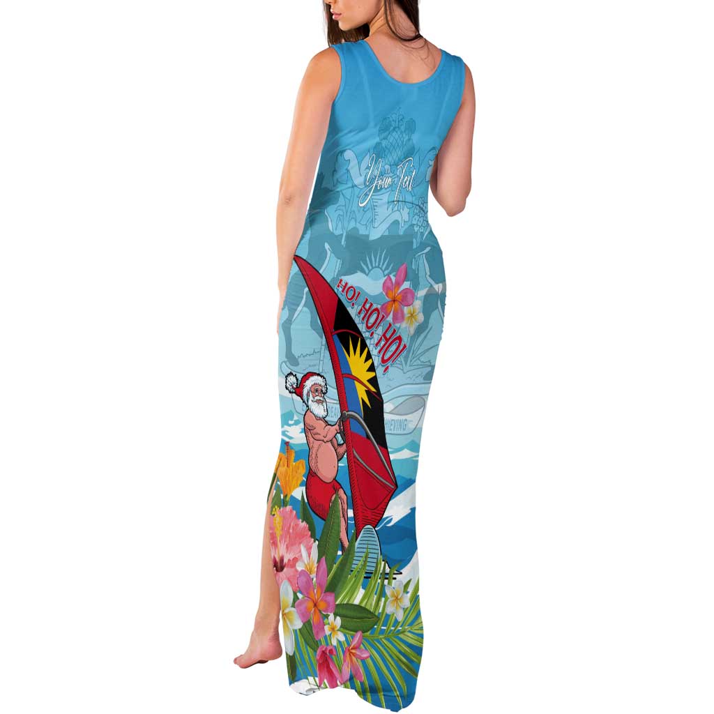 Personalized Antigua and Barbuda Christmas Tank Maxi Dress Windsurfing Santa Caribbean Tropical Style - Wonder Print Shop