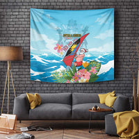Personalized Antigua and Barbuda Christmas Tapestry Windsurfing Santa Caribbean Tropical Style - Wonder Print Shop