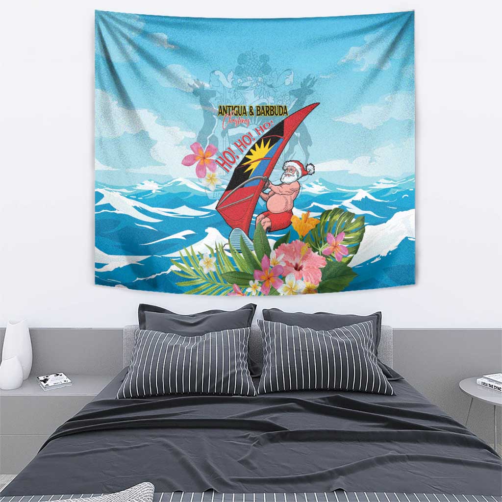 Personalized Antigua and Barbuda Christmas Tapestry Windsurfing Santa Caribbean Tropical Style - Wonder Print Shop