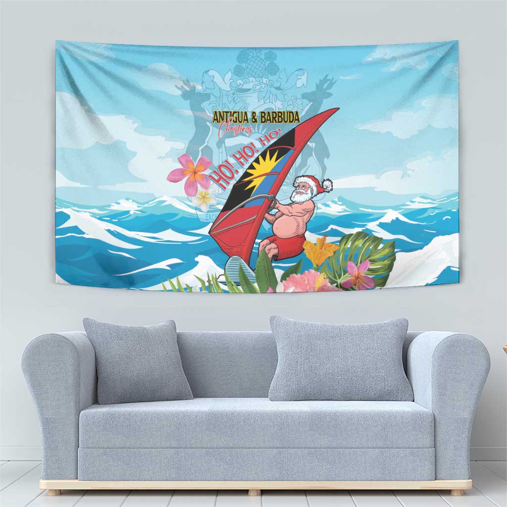 Personalized Antigua and Barbuda Christmas Tapestry Windsurfing Santa Caribbean Tropical Style - Wonder Print Shop