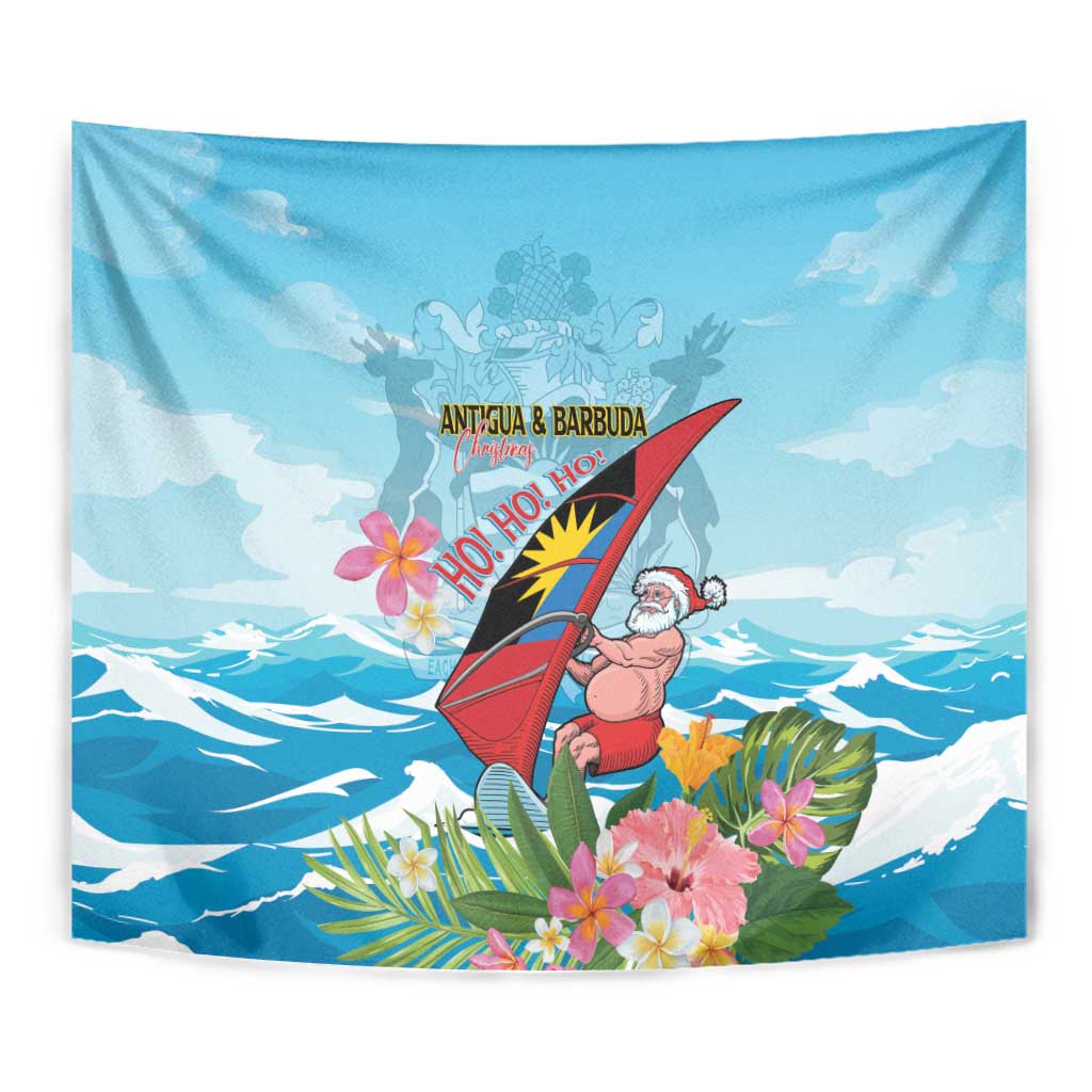 Personalized Antigua and Barbuda Christmas Tapestry Windsurfing Santa Caribbean Tropical Style - Wonder Print Shop