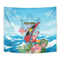 Personalized Antigua and Barbuda Christmas Tapestry Windsurfing Santa Caribbean Tropical Style - Wonder Print Shop
