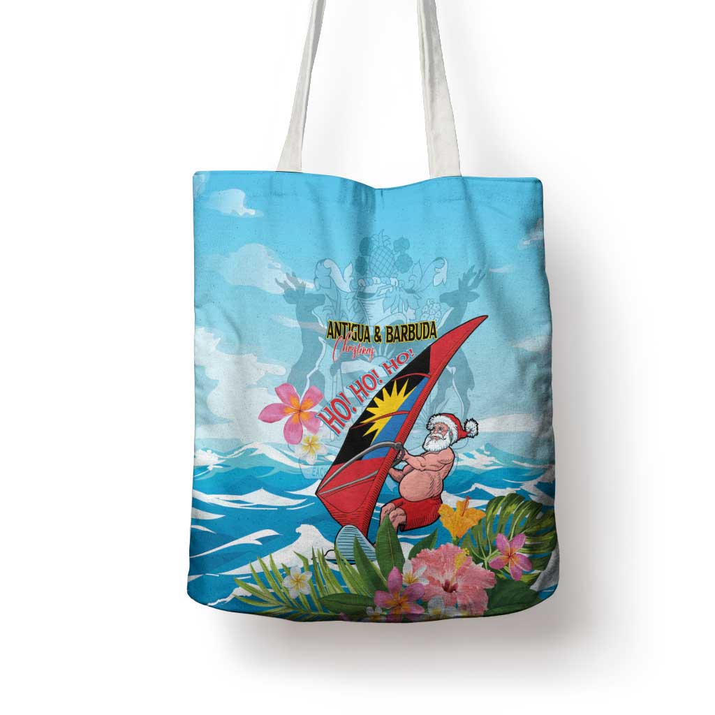 Personalized Antigua and Barbuda Christmas Tote Bag Windsurfing Santa Caribbean Tropical Style - Wonder Print Shop
