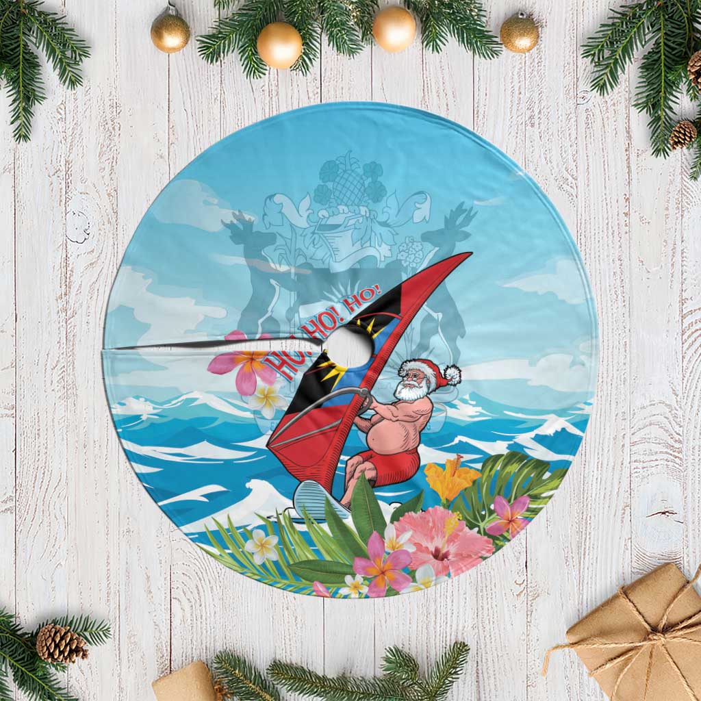 Antigua and Barbuda Christmas Tree Skirt Windsurfing Santa Caribbean Tropical Style - Wonder Print Shop