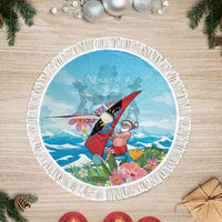 Antigua and Barbuda Christmas Tree Skirt Windsurfing Santa Caribbean Tropical Style - Wonder Print Shop
