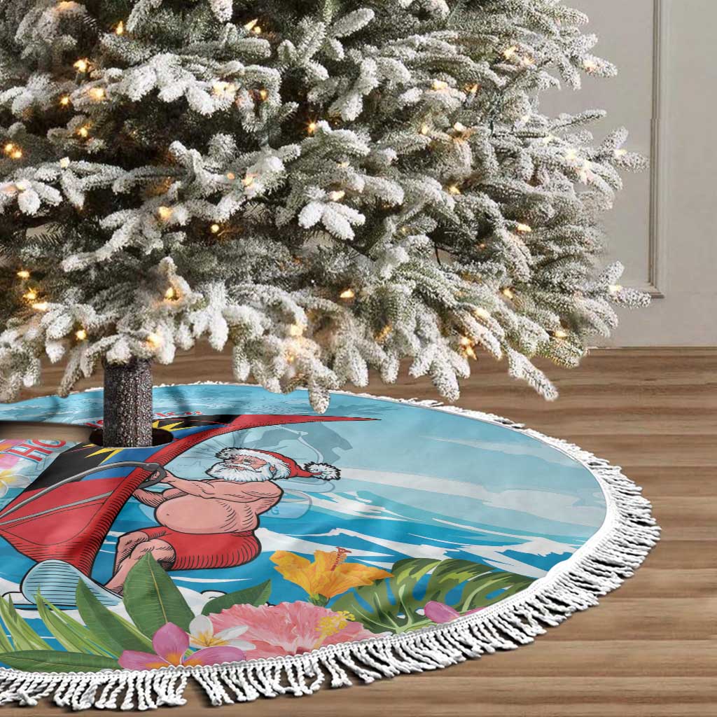 Antigua and Barbuda Christmas Tree Skirt Windsurfing Santa Caribbean Tropical Style - Wonder Print Shop