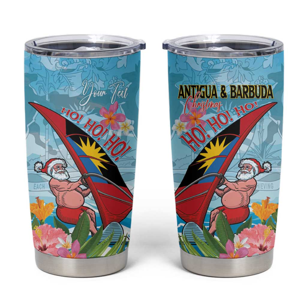 Personalized Antigua and Barbuda Christmas Tumbler Cup Windsurfing Santa Caribbean Tropical Style - Wonder Print Shop
