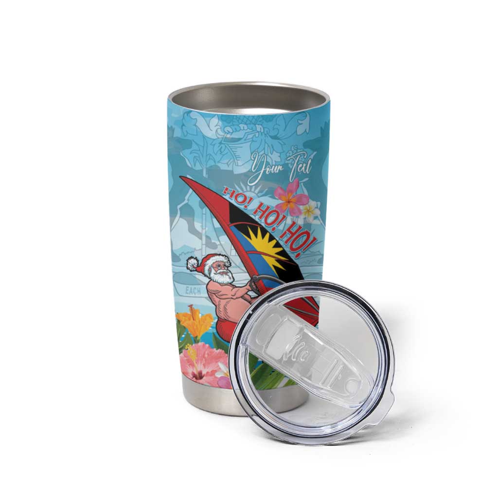 Personalized Antigua and Barbuda Christmas Tumbler Cup Windsurfing Santa Caribbean Tropical Style - Wonder Print Shop