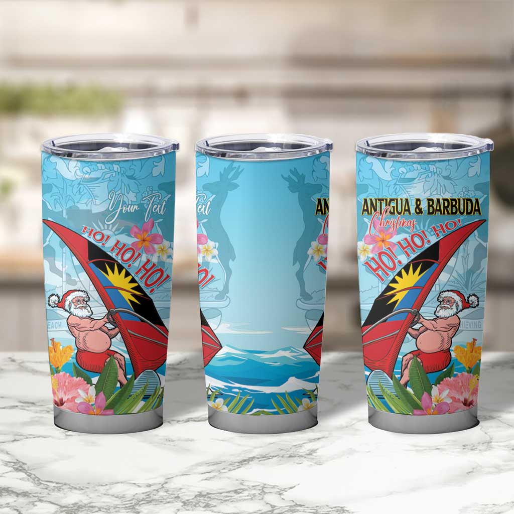 Personalized Antigua and Barbuda Christmas Tumbler Cup Windsurfing Santa Caribbean Tropical Style - Wonder Print Shop