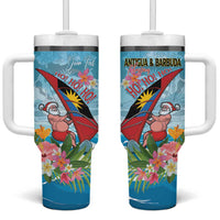Personalized Antigua and Barbuda Christmas Tumbler With Handle Windsurfing Santa Caribbean Tropical Style - Wonder Print Shop