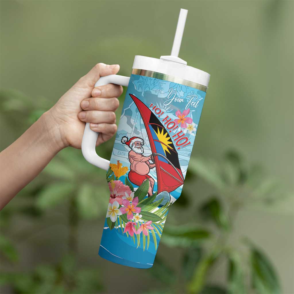 Personalized Antigua and Barbuda Christmas Tumbler With Handle Windsurfing Santa Caribbean Tropical Style - Wonder Print Shop