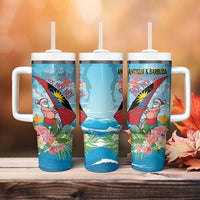 Personalized Antigua and Barbuda Christmas Tumbler With Handle Windsurfing Santa Caribbean Tropical Style - Wonder Print Shop