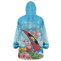 Personalized Antigua and Barbuda Christmas Wearable Blanket Hoodie Windsurfing Santa Caribbean Tropical Style - Wonder Print Shop