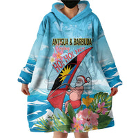 Personalized Antigua and Barbuda Christmas Wearable Blanket Hoodie Windsurfing Santa Caribbean Tropical Style - Wonder Print Shop