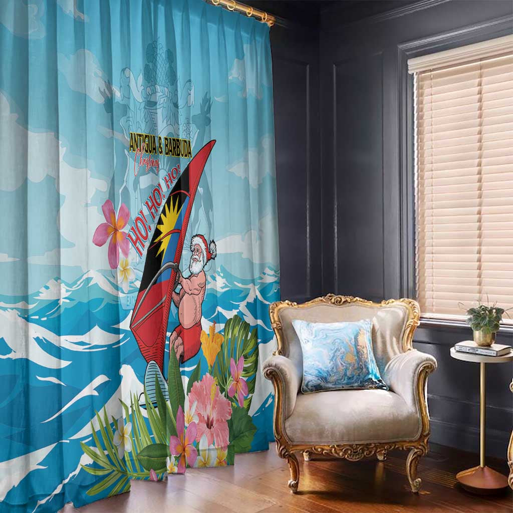 Personalized Antigua and Barbuda Christmas Window Curtain Windsurfing Santa Caribbean Tropical Style - Wonder Print Shop