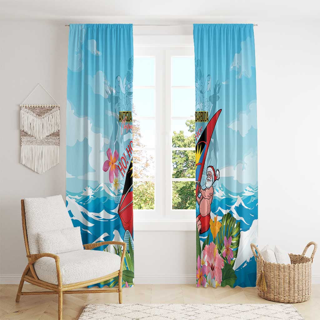 Personalized Antigua and Barbuda Christmas Window Curtain Windsurfing Santa Caribbean Tropical Style - Wonder Print Shop