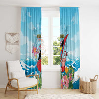 Personalized Antigua and Barbuda Christmas Window Curtain Windsurfing Santa Caribbean Tropical Style - Wonder Print Shop